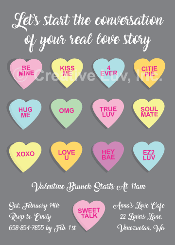 Flower Love Flat Valentine Invitation