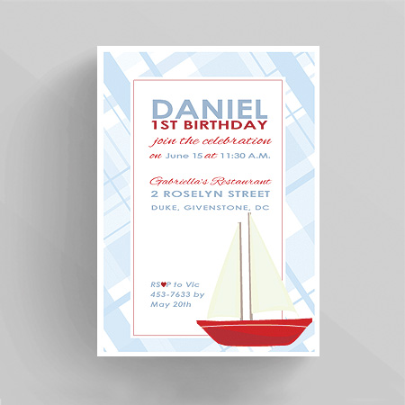 Sailboat Kids Birthday Invitation