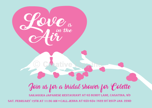 Kissing Birds Bridal Shower Flat Invitation